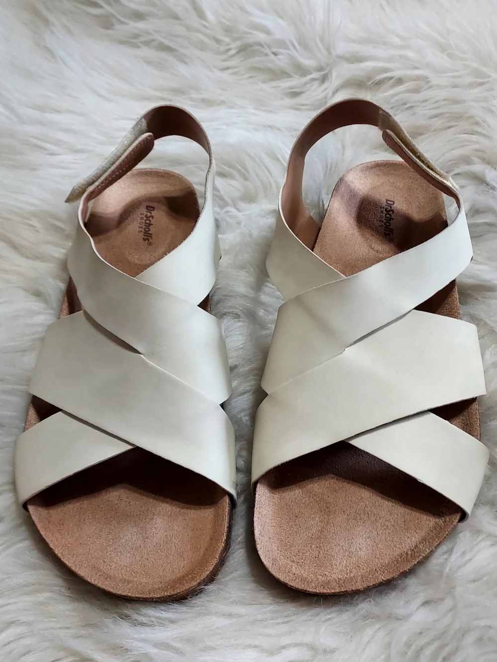 Dr Scholls Cream Luna Crossover Strap Women's Sandals Sz-10